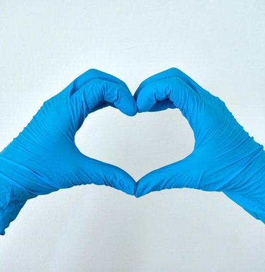 gloves in shape of heart