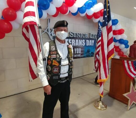 Masked veteran at veterans day 2020